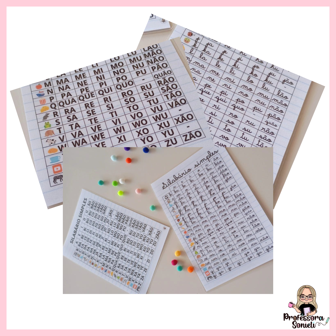 SILABÁRIO SIMPLES - LETRA BASTÃO E CURSIVA