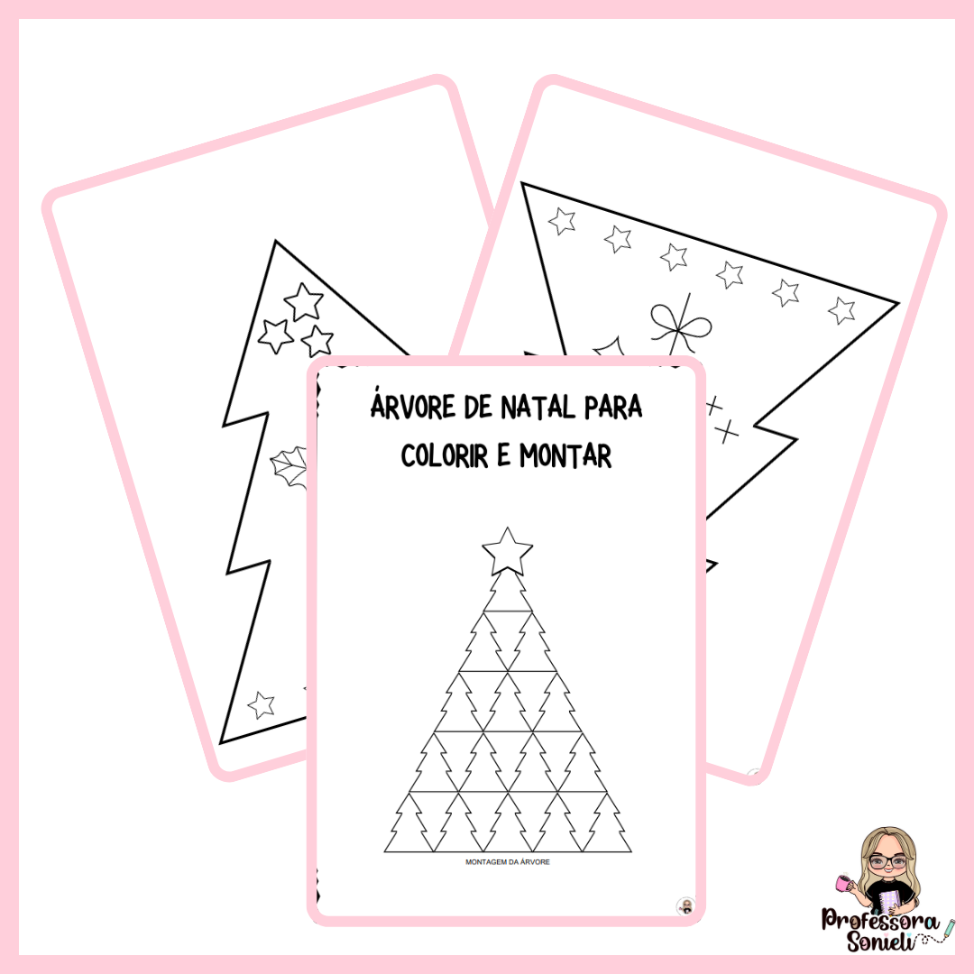 ÁRVORE DE NATAL PARA COLORIR E MONTAR