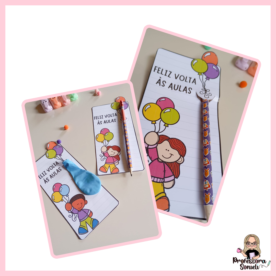 LEMBRANCINHA VOLTA ÀS AULAS - CARTÃO COM LÁPIS