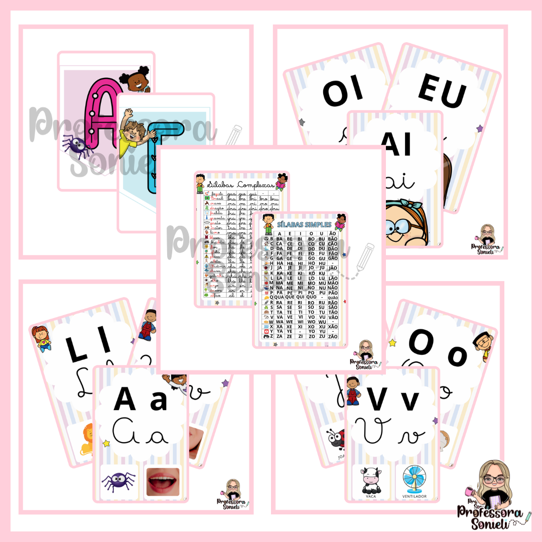 KIT ALFABETO (CARTAZES) - TEMA: A ALEGRIA DAS CRIANÇAS